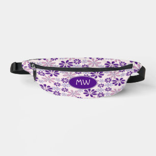 Monogrammed Indigo Pink Flower Butterfly Doodle Fanny Pack
