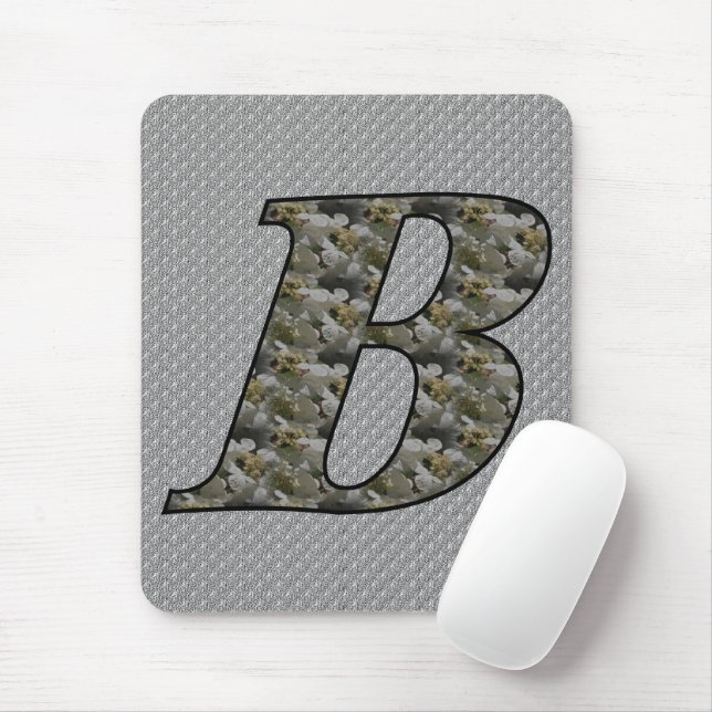 Monogrammed Initial B Hydrangea Floral Mousepad (With Mouse)