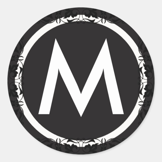 Monogrammed Initial Black and White Letter Sticker (Front)