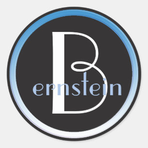 Monogrammed Initial Blue and White Letter Sticker