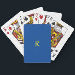 Monogrammed Initial Blue Yellow Colourful Bright Playing Cards<br><div class="desc">Designed with text template for monogram initial and elegant deep blue background with yellow text. You may change the colours if you wish.</div>
