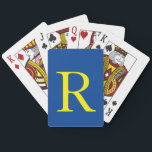 Monogrammed Initial Blue Yellow Colourful Classy Playing Cards<br><div class="desc">Designed with text template for monogram initial and elegant deep blue background with yellow text. You may change the colours if you wish.</div>