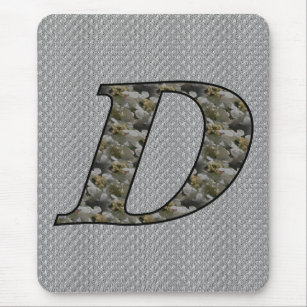 Monogrammed Initial D Hydrangea Floral Mousepad