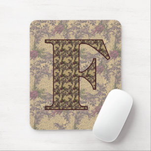 Monogrammed Initial F Elegant Floral Mousepad