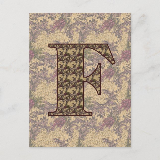 Monogrammed Initial F Elegant Floral Postcard (Front)