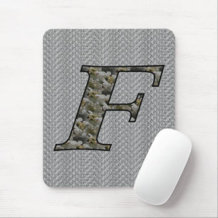 Monogrammed Initial F Hydrangea Floral Mousepad