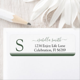 Monogrammed Initial Green Return Address