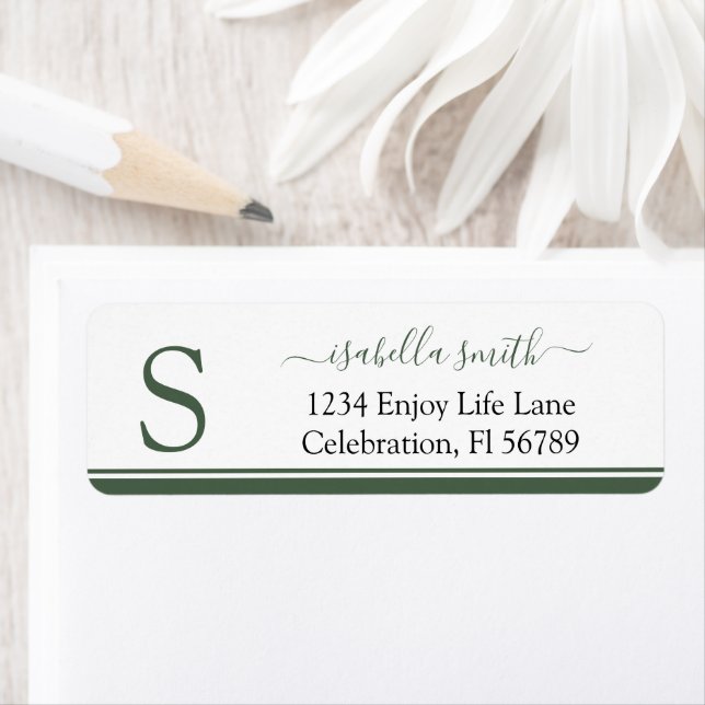 Monogrammed Initial Green Return Address (Insitu)