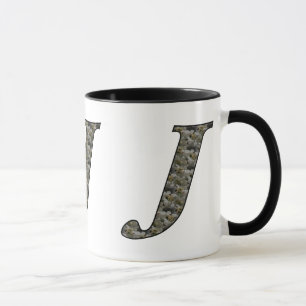 Monogrammed Initial J Hydrangea Floral Mug