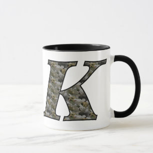 Monogrammed Initial K Hydrangea Floral Mug