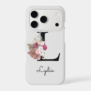 Monogrammed Initial M Pink Boho Floral