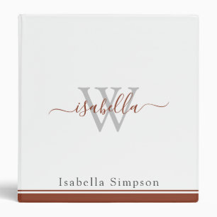 Monogrammed Initial Modern Script Rust Binder