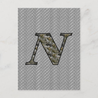 Monogrammed Initial N Hydrangea Floral Postcard