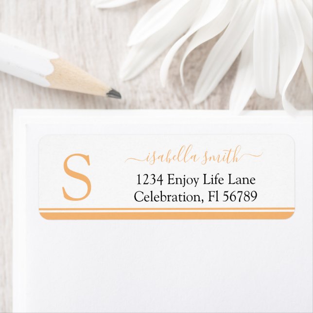 Monogrammed Initial Peach Return Address (Insitu)