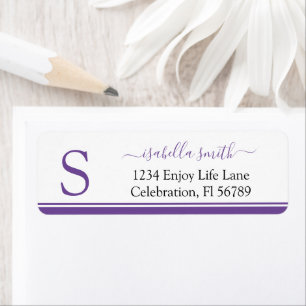 Monogrammed Initial Purple Return Address
