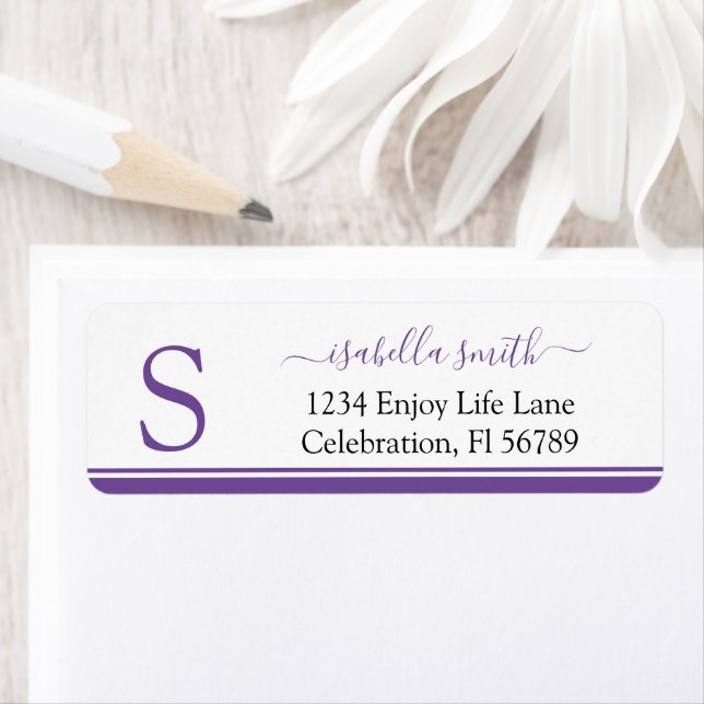 Monogrammed Initial Purple Return Address (Insitu)