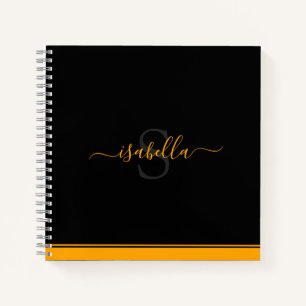 Monogrammed Initial Script Orange Notebook