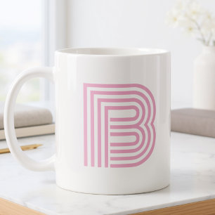 Monogrammed Initial Simple Minimalist Modern Pink Coffee Mug