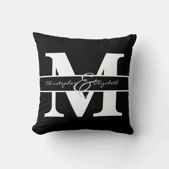 Monogrammed initial w/ names on front & back throw pillow (Front)