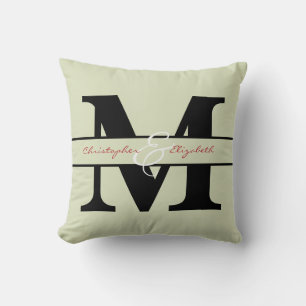 Monogrammed initial w/ names on front & back throw pillow