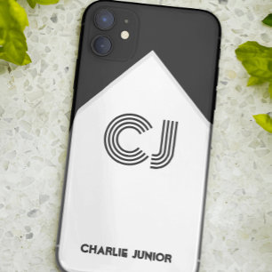 Monogrammed initials Black and white retro iPhone 11 Case