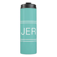 Monogrammed Initials Light Teal Travel Drinkware