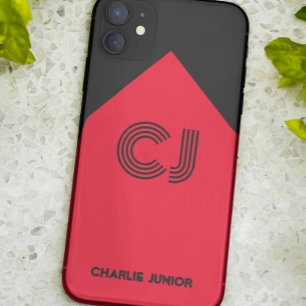 Monogrammed initials Minimalist black and red iPhone 11 Case