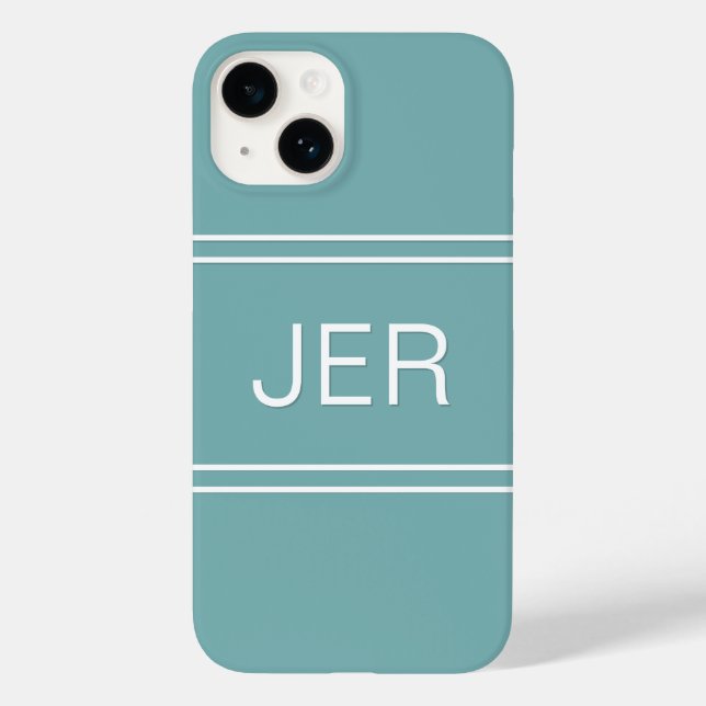 Monogrammed Initials Modern Teal Green Template Case-Mate iPhone Case (Back)