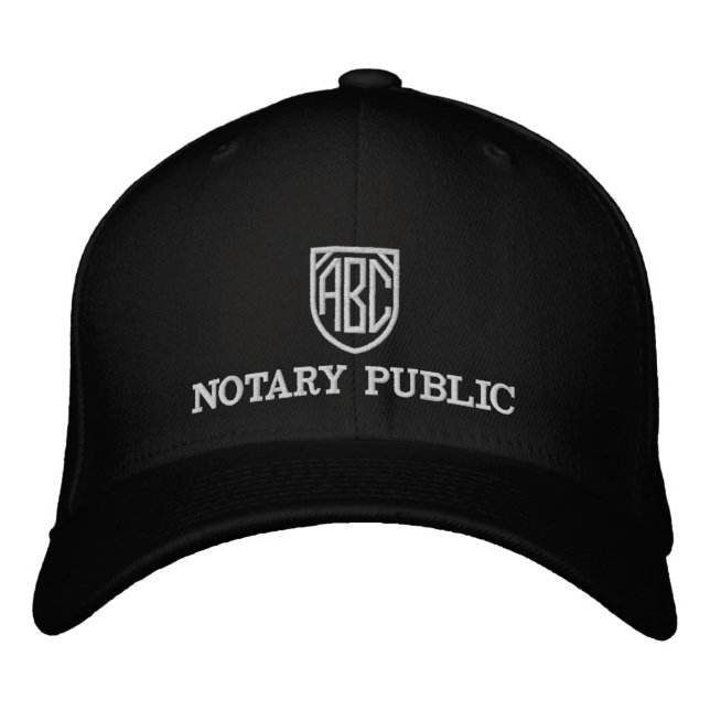 Monogrammed Initials Notary Public Customized Embroidered Hat (Front)