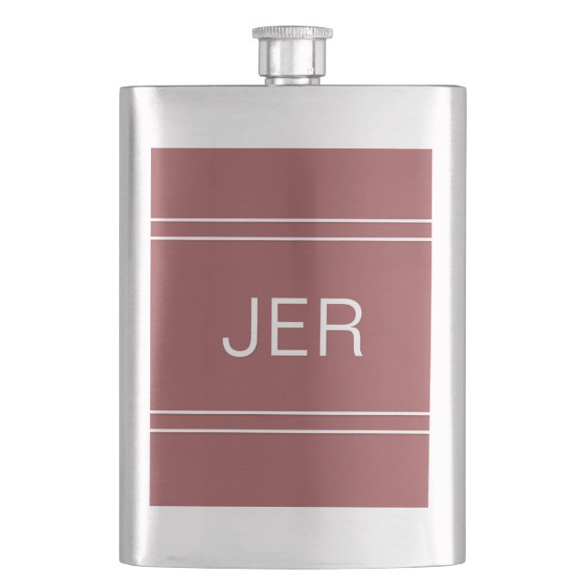 Monogrammed Initials Personalized Drink Trendy Red Hip Flask (Front)