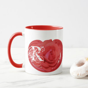 Monogrammed Initials Rose Floral Mug