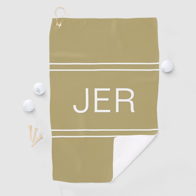 Monogrammed Initials Stylish Golfer Modern Gold Golf Towel (InSitu)
