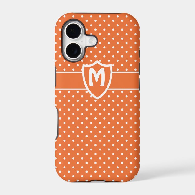 Monogrammed iPhone 5 Case, Orange Polka Dots (Back)