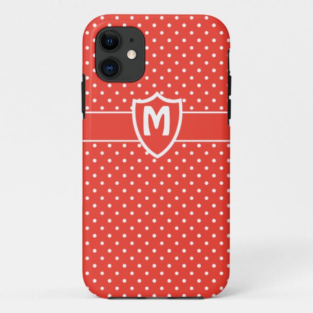 Monogrammed iPhone 5 Case, Red Polka Dots Case-Mate iPhone Case (Back)