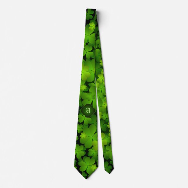 Monogrammed Irish Shamrock Double Sided Tie (Front)