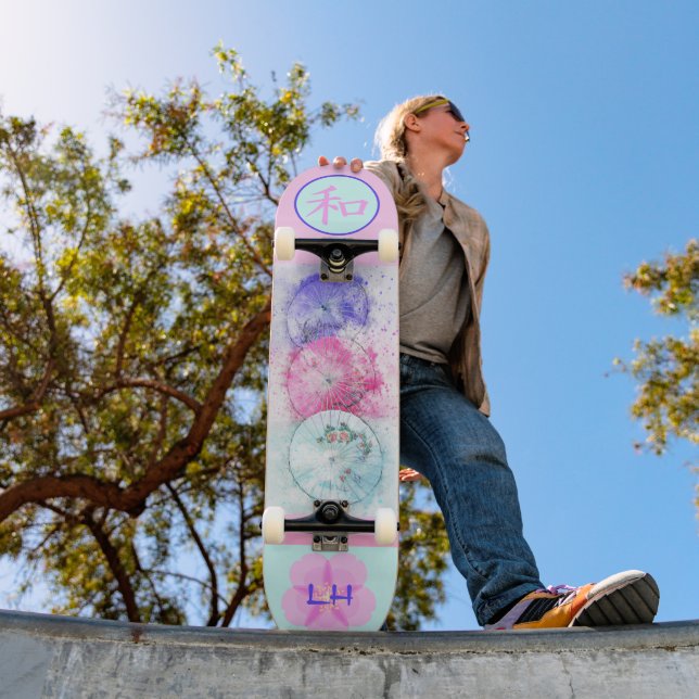 Monogrammed Japanese 3 Umbrella Peace Skateboard (Outdoor 1)