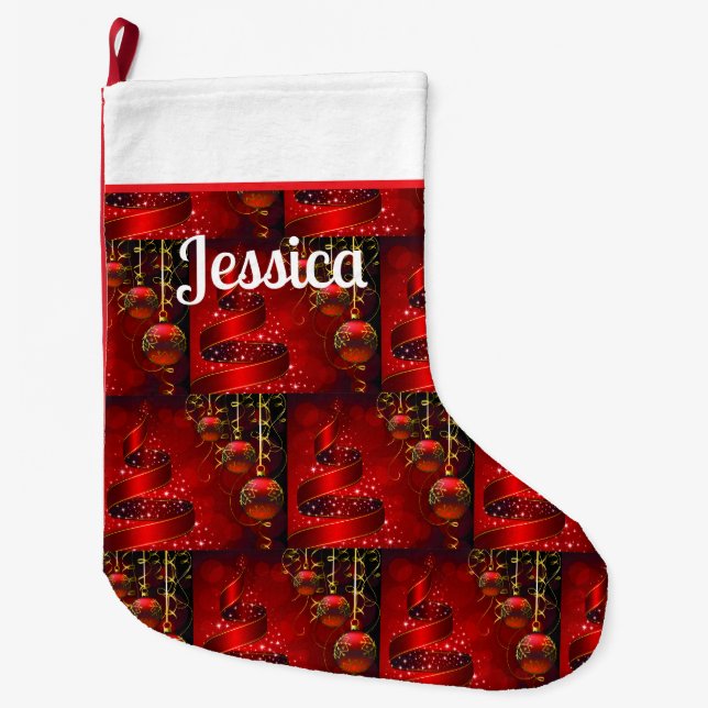 Monogrammed jingle bells Christmas Stocking (Front)