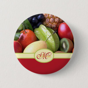 Monogrammed Juicy Natural Delicious Fresh Fruits 2 Inch Round Button