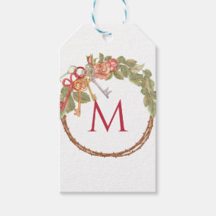 Monogrammed Key & Wreath Gift Tags