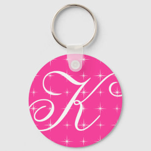 Monogrammed keychain with sparkling star design
