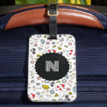 Monogrammed Las Vegas Pool Party Pattern Luggage Tag<br><div class="desc">A modern,  single letter monogram and Las Vegas pool party inspired pattern of chains,  gold teeth,  diamonds,  poker chips,  sunglasses,  bikinis and martinis bring the party vibe to your luggage for that girl friends weekend,  bachelor or bachelorette weekend.</div>