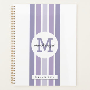 Monogrammed Lavender Shade Stripes Personalized Planner