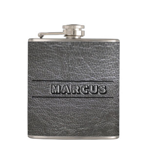 Monogrammed Leather Hip Flask