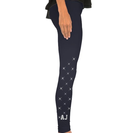 Monogrammed leggings for women with shining stars