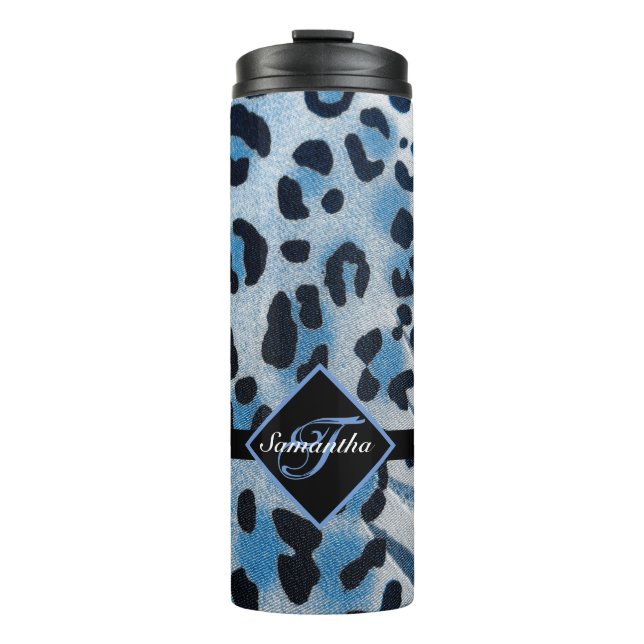Monogrammed Leopard Print Thermal Tumbler (Front)