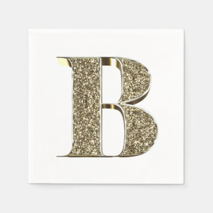 Monogrammed Letter Initial B Gold Sparkles Elegant Napkin