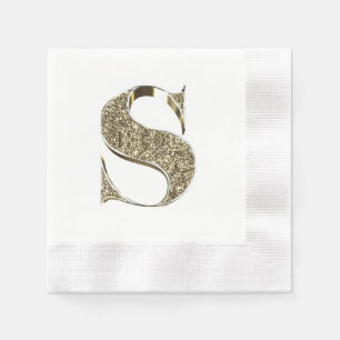 Monogrammed Letter Initial S Gold Sparkles Elegant Napkin