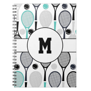 Monogrammed Letter Player Name Personalized Tennis Notebook