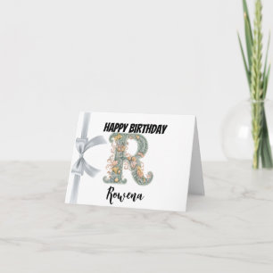 Monogrammed letter "R" Happy Birthday Card