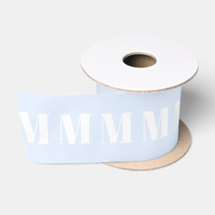 Monogrammed light blue white custom initial number satin ribbon